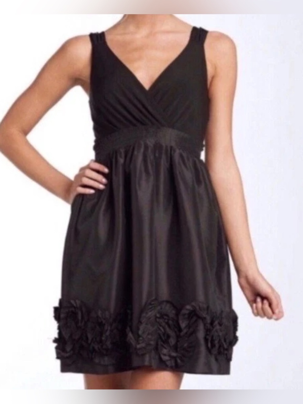 Max and Cleo LBD Dress Size 4 Black Pockets Stretch Knit Top & Waist Lined Skirt